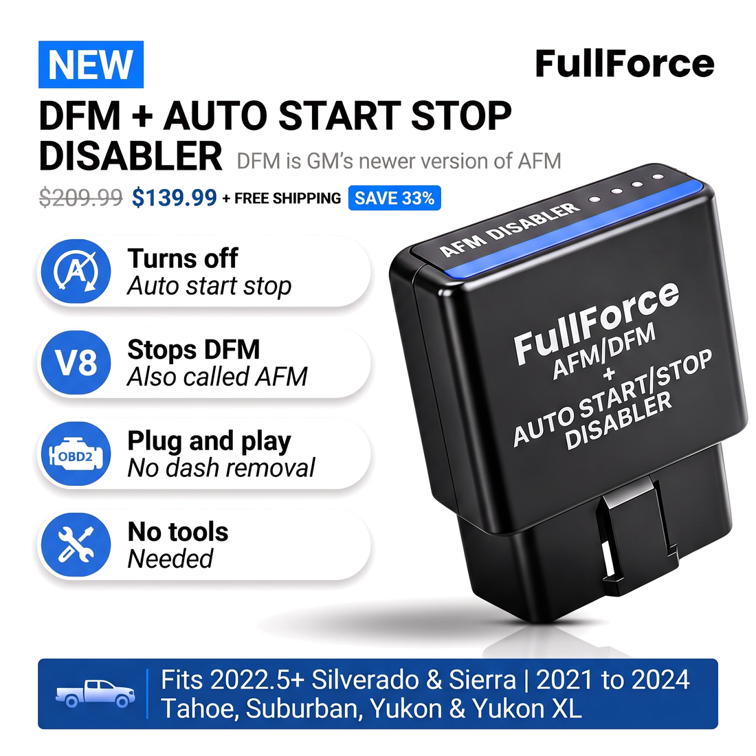 FullForce 10 Speed DFM and auto start stop disabler for 2022.5 to 2026 Silverado and Sierra